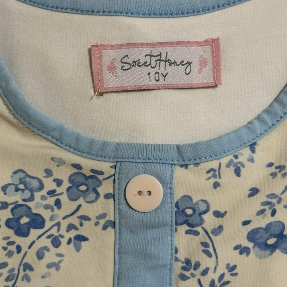 SweetHoney 10Y Blue Floral Button Front Dress Cottagecore - Picture 7 of 11